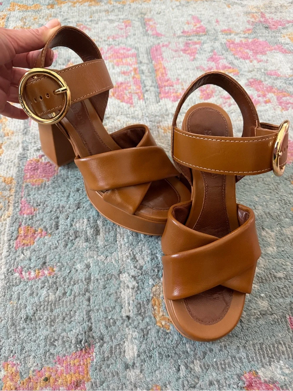 See by Chloe Lyna Tan Platform Sandals EUC size 37